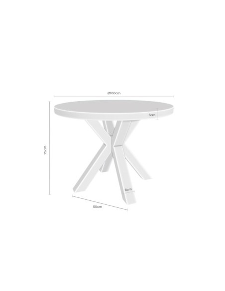 Mesa BEATRICE Ø100x75 cm de Comedor, Chapa de Roble / Metal / Roble / Negro