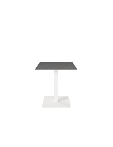 Mesa Baja LOWE 70x70x75 cm de Comedor, Porcelánico / Metal / Gris / Blanco