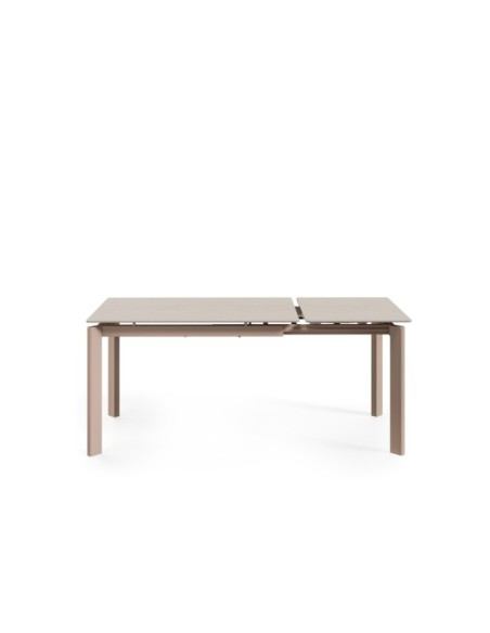 Mesa Extensible CENTAURUS 120/180x80 cm, Porcelánico / Metal / Travertino / Beige