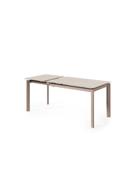Mesa Extensible CENTAURUS 120/180x80 cm, Porcelánico / Metal / Travertino / Beige