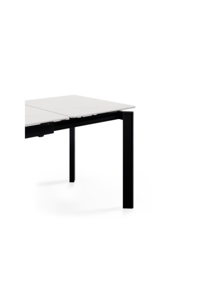 Mesa Extensible CENTAURUS 120/180x80 cm, Porcelánico / Metal / Blanco / Negro
