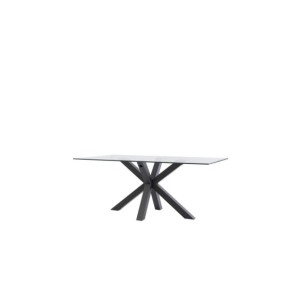 Mesa BOREALIS 140x90 cm de Comedor, Cristal / Metal Negro