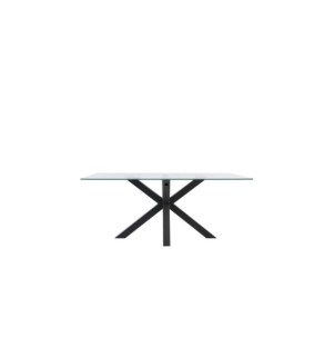 Mesa BOREALIS 140x90 cm de Comedor, Cristal / Metal Negro 2