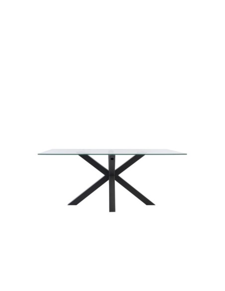 Mesa BOREALIS 140x90 cm de Comedor, Cristal / Metal Negro