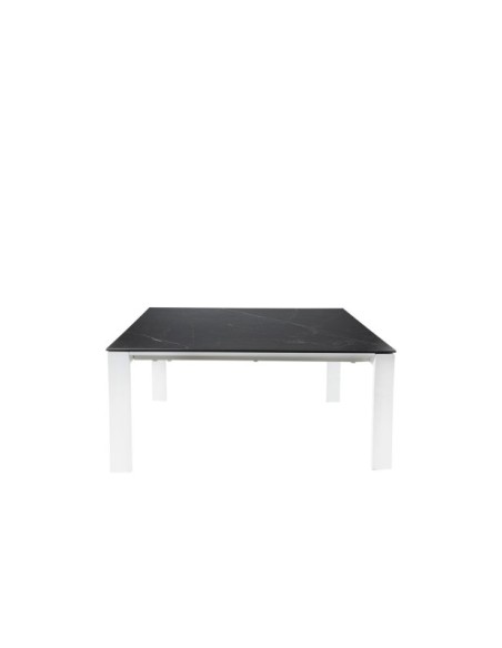 Mesa LEMMY 140x90 cm de Comedor, Porcelánico / Metal / Negro / Blanco