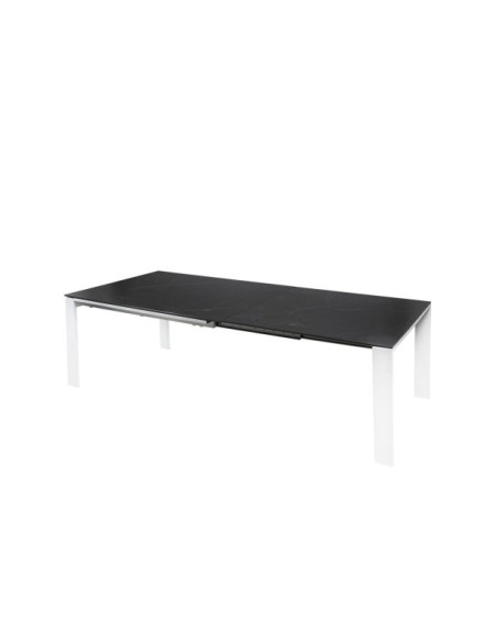 Mesa LEMMY 140x90 cm de Comedor, Porcelánico / Metal / Negro / Blanco