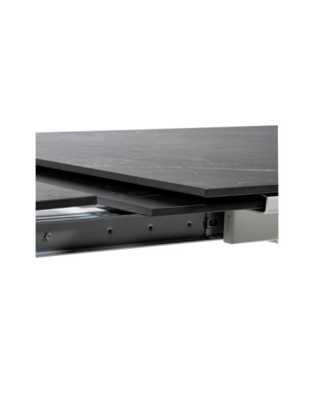 Mesa LEMMY 140x90 cm de Comedor, Porcelánico / Metal / Negro / Blanco