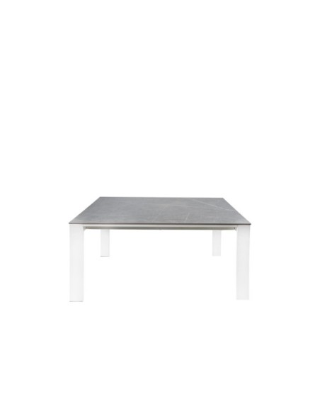 Mesa LEMMY 140x90 cm de Comedor, Porcelánico / Metal / Gris / Blanco