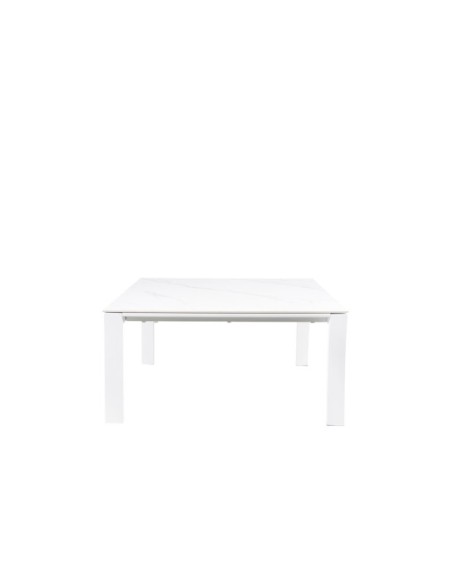 Mesa LEMMY 140x90 cm de Comedor, Porcelánico / Metal / Blanco
