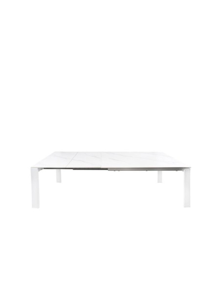 Mesa LEMMY 140x90 cm de Comedor, Porcelánico / Metal / Blanco