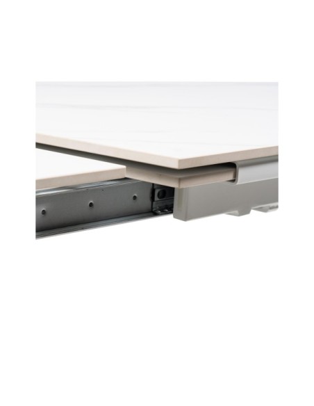 Mesa LEMMY 140x90 cm de Comedor, Porcelánico / Metal / Blanco