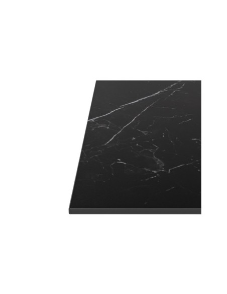 Mesa Alta LOWE 70x70x96 cm de Comedor, Porcelánico / Metal / Negro / Blanco