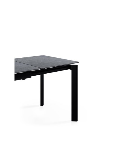 Mesa Extensible CENTAURUS 120/180x80 cm, Porcelánico / Metal / Gris / Negro