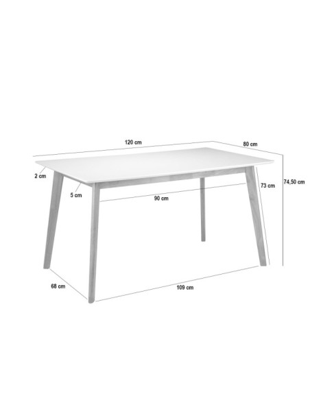 Mesa COMPAKT 120x80 cm de Comedor, Chapa de Roble / Natural