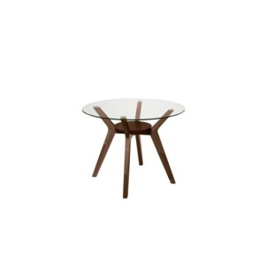 Mesa MAURICE Ø120x76 cm, Cristal / Madera Maciza / Nogal