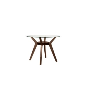 Mesa MAURICE Ø120x76 cm, Cristal / Madera Maciza / Nogal 2