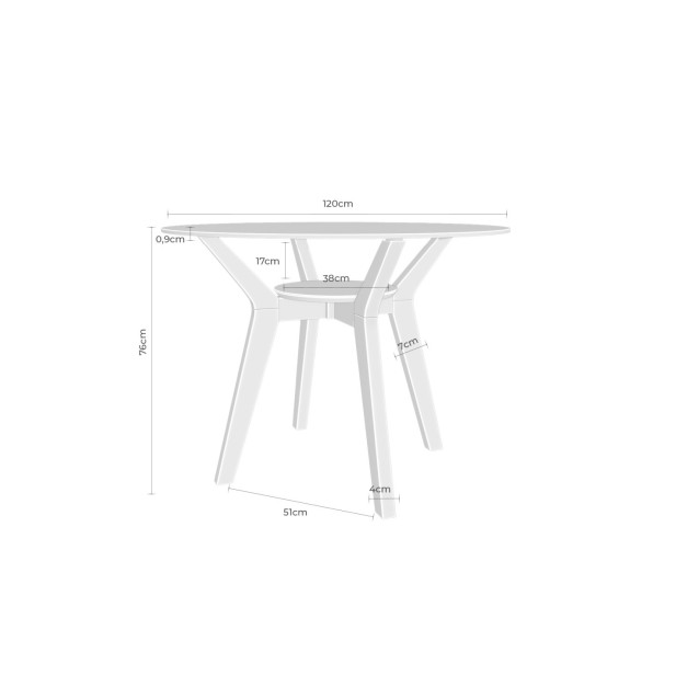 Mesa MAURICE Ø120x76 cm, Cristal /...