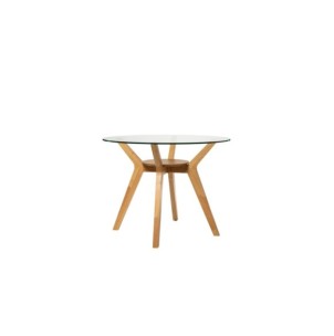 Mesa MAURICE Ø120x76 cm, Cristal / Madera Maciza / Roble 2