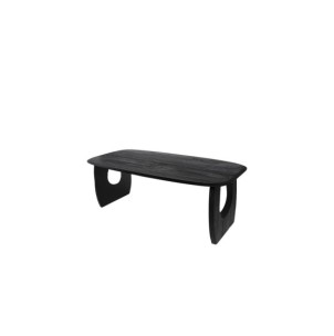 Mesa WALLAS Ø160x77 cm de Comedor, Acacia Maciza / Negro