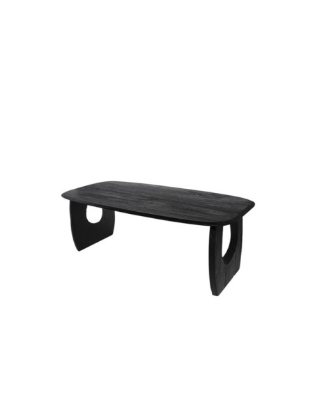 Mesa WALLAS Ø160x77 cm de Comedor, Acacia Maciza / Negro