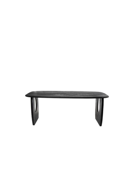 Mesa WALLAS Ø160x77 cm de Comedor, Acacia Maciza / Negro