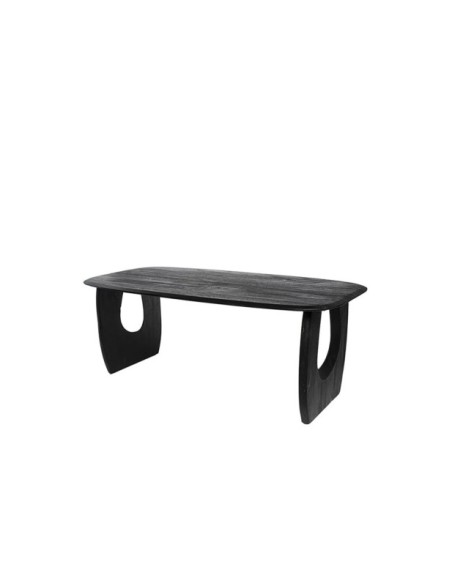 Mesa WALLAS Ø160x77 cm de Comedor, Acacia Maciza / Negro