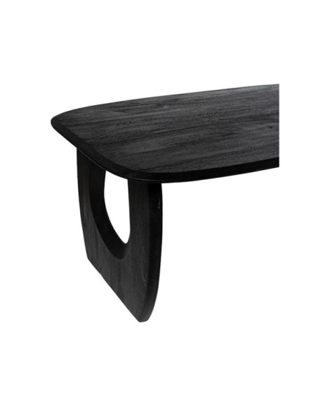 Mesa WALLAS Ø160x77 cm de Comedor, Acacia Maciza / Negro