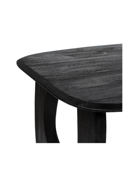 Mesa WALLAS Ø160x77 cm de Comedor, Acacia Maciza / Negro