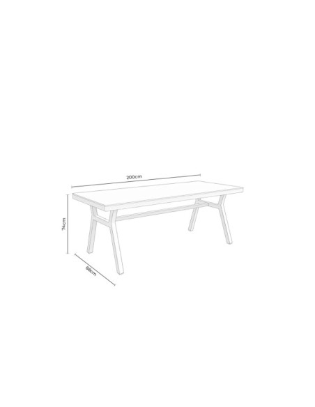 Mesa NORTH 200x88 cm de Comedor, Polimadera / Aluminio / Negro