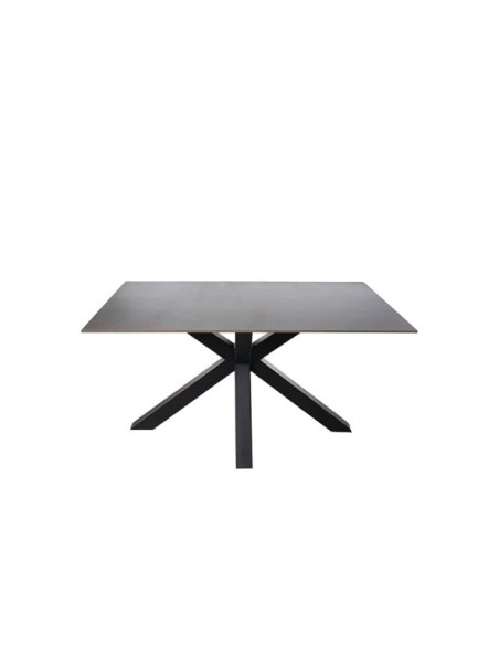 Mesa KOON 160x90 cm de Comedor, Porcelánico / Metal / Gris / Negro