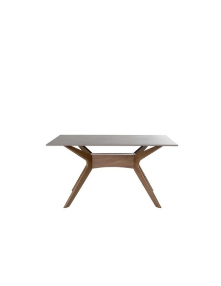 Mesa HERON 160x90 cm de Comedor, Porcelánico / Madera / Gris / Nogal
