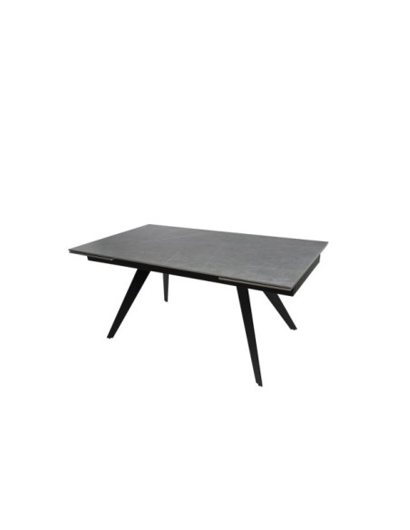 Mesa KONRAD 160x90 cm de Comedor, Porcelánico / Metal / Gris / Negro