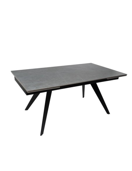 Mesa KONRAD 160x90 cm de Comedor, Porcelánico / Metal / Gris / Negro