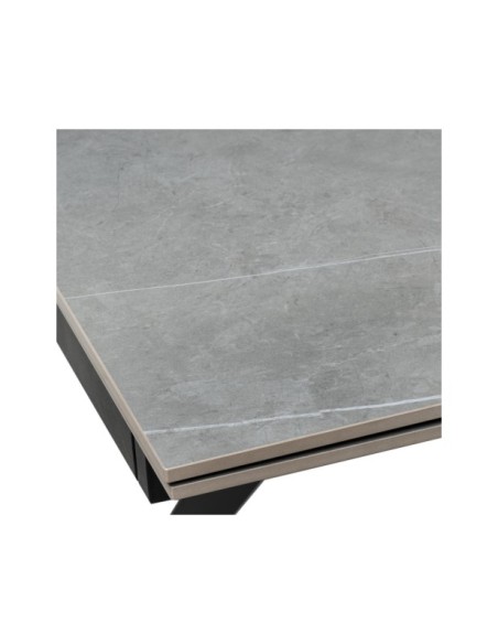 Mesa KONRAD 160x90 cm de Comedor, Porcelánico / Metal / Gris / Negro