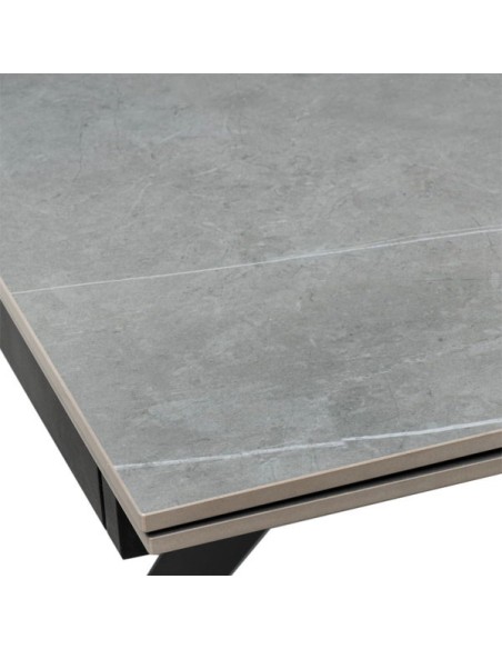 Mesa KONRAD 160x90 cm de Comedor, Porcelánico / Metal / Gris / Negro