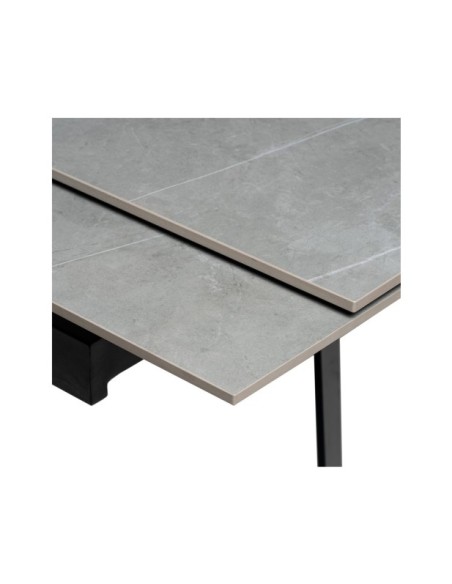 Mesa KONRAD 160x90 cm de Comedor, Porcelánico / Metal / Gris / Negro