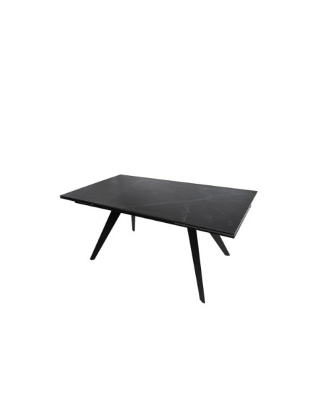 Mesa KONRAD 160x90 cm de Comedor, Porcelánico / Metal / Negro