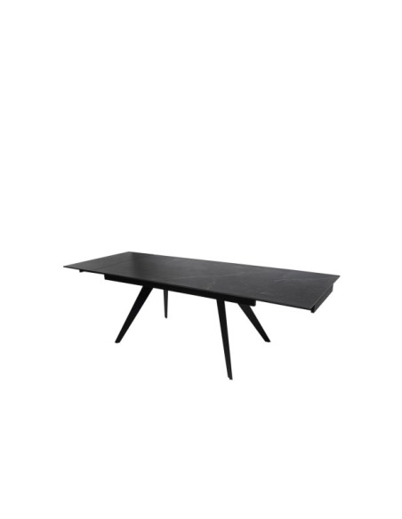 Mesa KONRAD 160x90 cm de Comedor, Porcelánico / Metal / Negro