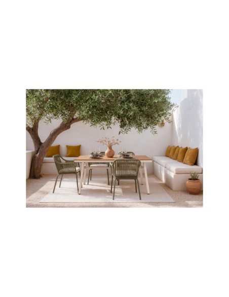 Mesa NORTH 200x88 cm de Comedor, Polimadera / Aluminio / Beige