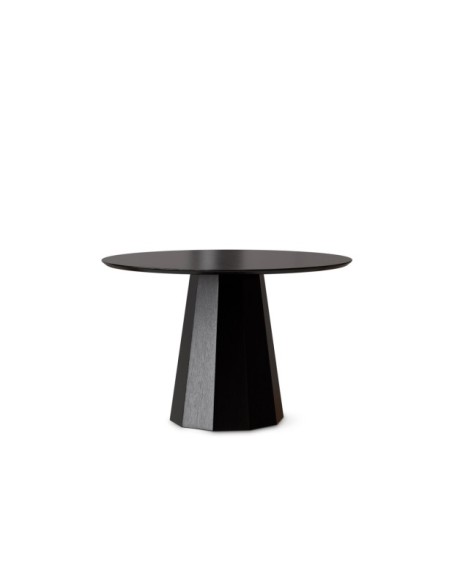 Mesa VIOLETTE Ø120x76 cm de Comedor, Madera de Roble / Negro