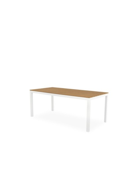 Mesa GUIULIA 180x86 cm de Comedor, Polimadera / Aluminio / Blanco