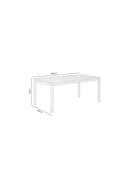 Mesa GUIULIA 180x86 cm de Comedor, Polimadera / Aluminio / Blanco