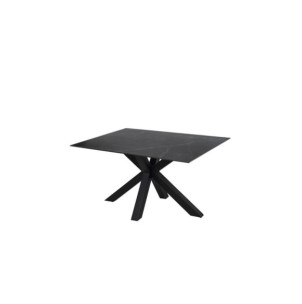 Mesa KOON 140x90 cm de Comedor, Porcelánico / Metal / Negro