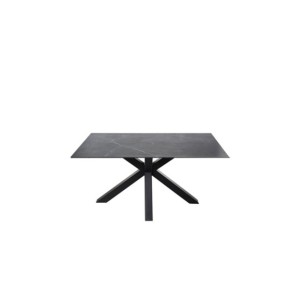 Mesa KOON 140x90 cm de Comedor, Porcelánico / Metal / Negro 2