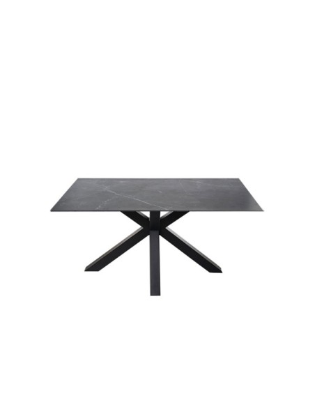 Mesa KOON 140x90 cm de Comedor, Porcelánico / Metal / Negro