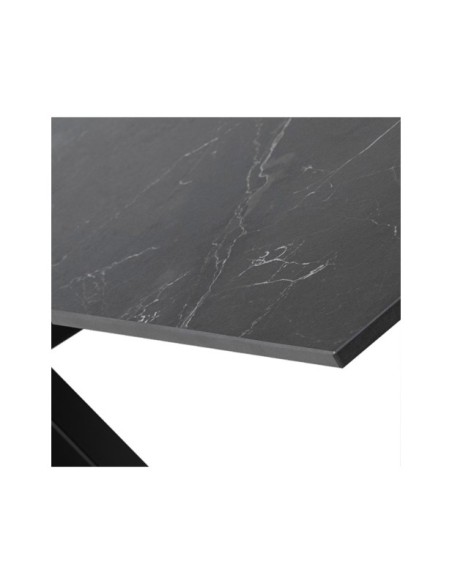 Mesa KOON 140x90 cm de Comedor, Porcelánico / Metal / Negro