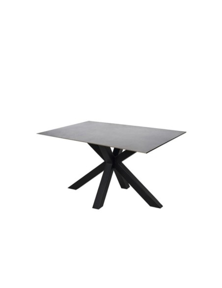 Mesa KOON 140x90 cm de Comedor, Porcelánico / Metal / Gris / Negro