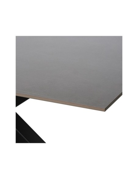 Mesa KOON 140x90 cm de Comedor, Porcelánico / Metal / Gris / Negro