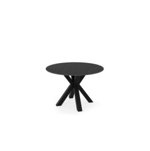 Mesa BEAH Ø120x76 cm de Comedor, Porcelánico / Metal / Negro