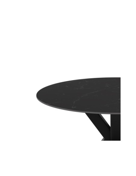 Mesa BEAH Ø120x76 cm de Comedor, Porcelánico / Metal / Negro